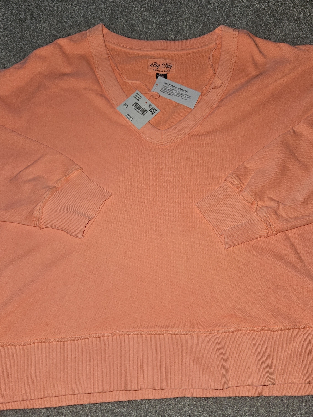 American Eagle Outfitters Peach V-Neck Pullover Sweatshirt